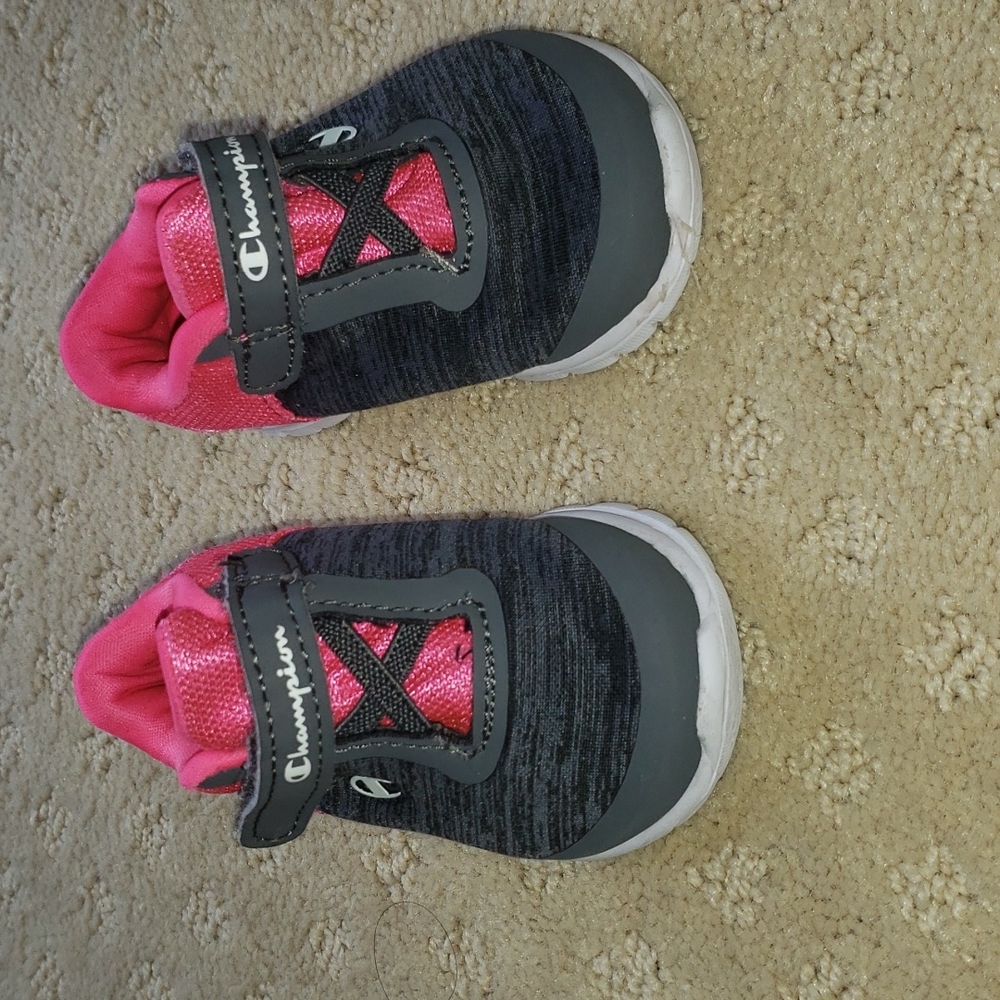 1st pair-Champion Pink/Grey. 2nd pair SG baby shoes. 2 pairs of baby shoes sz 3